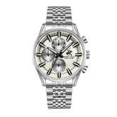 Beverly Hills Polo Club Men's Analog Watch, Silver Dial Multi-Function With Silver Stainless-Steel Band, BP3823X.360